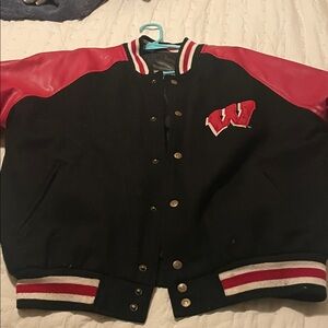 University of Wisconsin Black and Red Varsity Jacket